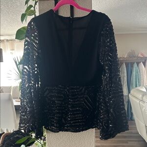 Elegant Black Sequin Women's Top